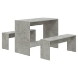 NNEVL 3 Piece Dining Set Concrete Grey Chipboard