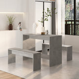 NNEVL 3 Piece Dining Set Concrete Grey Chipboard
