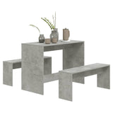 NNEVL 3 Piece Dining Set Concrete Grey Chipboard