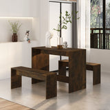 NNEVL 3 Piece Dining Set Smoked Oak Chipboard