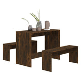 NNEVL 3 Piece Dining Set Smoked Oak Chipboard