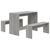 NNEVL 3 Piece Dining Set Grey Sonoma Chipboard