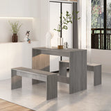NNEVL 3 Piece Dining Set Grey Sonoma Chipboard