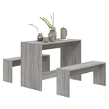 NNEVL 3 Piece Dining Set Grey Sonoma Chipboard