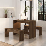NNEVL 3 Piece Dining Set Brown Oak Chipboard