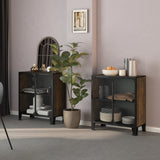 NNEVL Storage Cabinets 2 pcs Rustic Brown 72x36x82 cm Metal and MDF