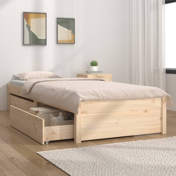 NNEVL Bed Frame with Drawers 90x190 cm 3FT Single