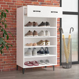 NNEVL Shoe Cabinet White 60x35x105 cm Engineered Wood