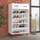 NNEVL Shoe Cabinet White 60x35x105 cm Engineered Wood
