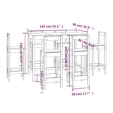 NNEVL 7 Piece Bar Set Solid Wood Pine