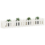 NNEVL Garden Raised Bed with Fence Design White 200x30x30 cm Solid Wood Pine