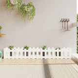 NNEVL Garden Raised Bed with Fence Design White 200x30x30 cm Solid Wood Pine