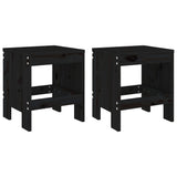 NNEVL Garden Stools 2 pcs Black 40x36x45 cm Solid Wood Pine