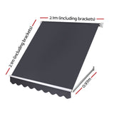 NNEDSZ 2.1m x 2.1m Retractable Fixed Pivot Arm Awning - Grey