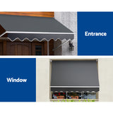 NNEDSZ 2.1m x 2.1m Retractable Fixed Pivot Arm Awning - Grey