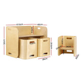 NNEDSZ 3 PC Nordic Kids Table Chair Set Beige Desk Activity Compact Children