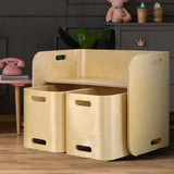 NNEDSZ 3 PC Nordic Kids Table Chair Set Beige Desk Activity Compact Children