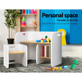 NNEDSZ 3 PC Nordic Kids Table Chair Set White Desk Activity Compact Children
