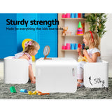 NNEDSZ 3 PC Nordic Kids Table Chair Set White Desk Activity Compact Children