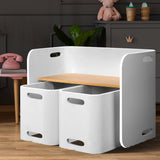 NNEDSZ 3 PC Nordic Kids Table Chair Set White Desk Activity Compact Children