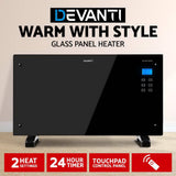 NNEDSZ 2000W Portable Electric Panel Heater - Black Glass