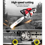 NNEDSZ 62CC Commercial Petrol Chainsaw - Red & White