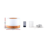 NNEDSZ Aroma Diffuser Aromatherapy LED Night Light Air Humidifier Purifier Round Light Wood Grain 500ml Remote Control