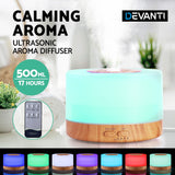 NNEDSZ Aroma Diffuser Aromatherapy LED Night Light Air Humidifier Purifier Round Light Wood Grain 500ml Remote Control