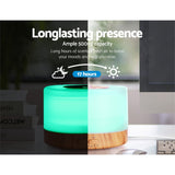 NNEDSZ Aroma Diffuser Aromatherapy LED Night Light Air Humidifier Purifier Round Light Wood Grain 500ml Remote Control