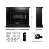 NNEDSZ 2000W Electric Fireplace Mantle Portable Fire Log Wood Heater 3D Flame Effect Black