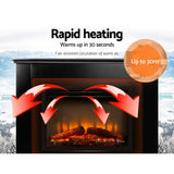 NNEDSZ 2000W Electric Fireplace Mantle Portable Fire Log Wood Heater 3D Flame Effect Black