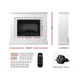 NNEDSZ 2000W Electric Fireplace Mantle Portable Fire Log Wood Heater 3D Flame Effect White