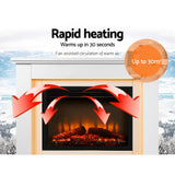 NNEDSZ 2000W Electric Fireplace Mantle Portable Fire Log Wood Heater 3D Flame Effect White