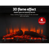 NNEDSZ 2000W Electric Fireplace Mantle Portable Fire Log Wood Heater 3D Flame Effect White