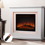 NNEDSZ 2000W Electric Fireplace Mantle Portable Fire Log Wood Heater 3D Flame Effect White