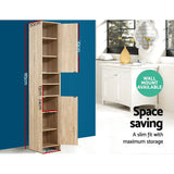 NNEDSZ 185cm Bathroom Cabinet Tallboy Furniture Toilet Storage Laundry Cupboard Oak
