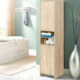 NNEDSZ 185cm Bathroom Cabinet Tallboy Furniture Toilet Storage Laundry Cupboard Oak
