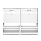 NNEDSZ 36 Pairs Shoe Cabinet Rack Organisers Storage Shelf Drawer Cupboard White