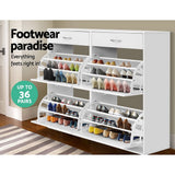 NNEDSZ 36 Pairs Shoe Cabinet Rack Organisers Storage Shelf Drawer Cupboard White