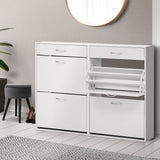 NNEDSZ 36 Pairs Shoe Cabinet Rack Organisers Storage Shelf Drawer Cupboard White