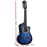NNEDSZ 34 Inch Guitar Classical Acoustic Cutaway Wooden Ideal Kids Gift Children 1/2 Size Blue