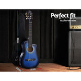 NNEDSZ 34 Inch Guitar Classical Acoustic Cutaway Wooden Ideal Kids Gift Children 1/2 Size Blue with Capo Tuner