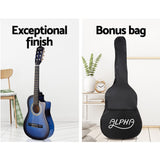NNEDSZ 34 Inch Guitar Classical Acoustic Cutaway Wooden Ideal Kids Gift Children 1/2 Size Blue with Capo Tuner