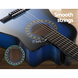 NNEDSZ 34 Inch Guitar Classical Acoustic Cutaway Wooden Ideal Kids Gift Children 1/2 Size Blue with Capo Tuner