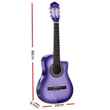 NNEDSZ 34 Inch Guitar Classical Acoustic Cutaway Wooden Ideal Kids Gift Children 1/2 Size Purple