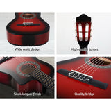 NNEDSZ 34 Inch Guitar Classical Acoustic Cutaway Wooden Ideal Kids Gift Children 1/2 Size Red