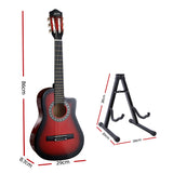 NNEDSZ 34 Inch Guitar Classical Acoustic Cutaway Wooden Ideal Kids Gift Children 1/2 Size Red with Capo Tuner