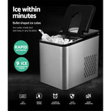 NNEDSZ 2.2L Ice Maker 12KG Portable Ice Makers Cube Tray Bar Home Countertop Silver