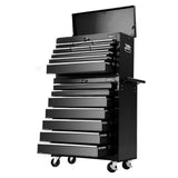 NNEDSZ Tool Chest and Trolley Box Cabinet 16 Drawers Cart Garage Storage Black