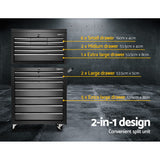 NNEDSZ Tool Chest and Trolley Box Cabinet 16 Drawers Cart Garage Storage Black